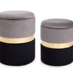 Bizzotto - SET2 POUF CONT.POLINA GRIGIO-NERO